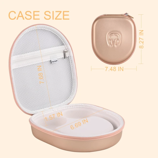Alt view image 3 of 7 - Hard Headphone Case for Sony WH-CH520 / JBL Tune Live 670NC, Gold Protective Carring Storage Case for Over-Ear Headphones, with Handle Strap & Mesh Pocket