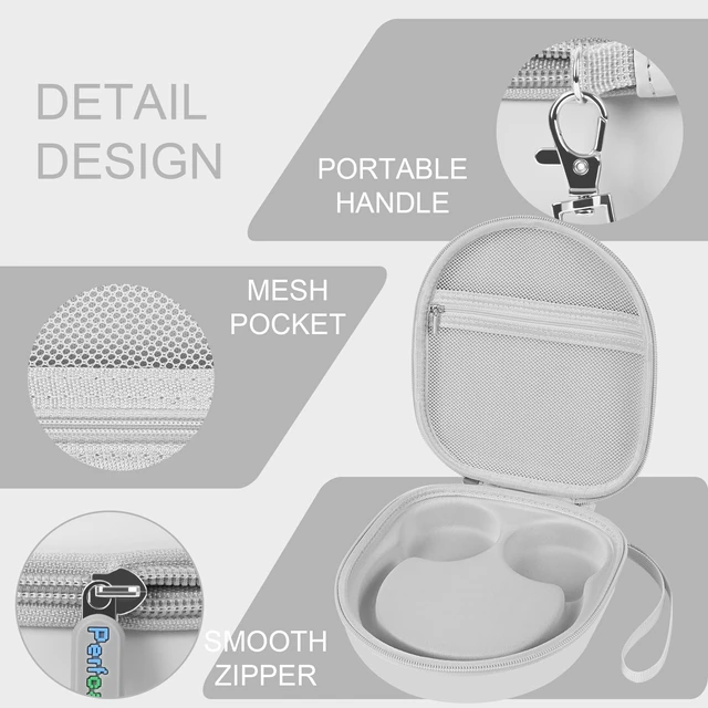 Alt view image 5 of 7 - Hard Headphone Case for Sony WH-CH520 / JBL Tune Live 670NC, Grey Protective Carring Storage Case for Over-Ear Headphones, with Handle Strap & Mesh Pocket