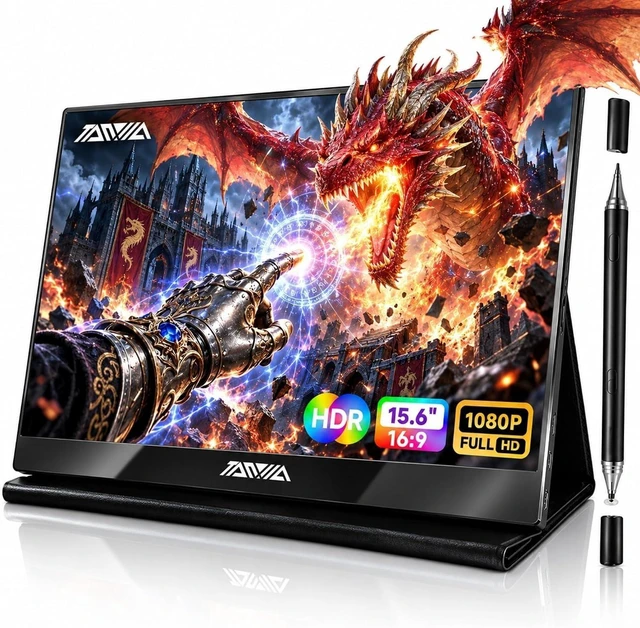 Main image of 15.6 Portable Monitor,1080P FHD IPS USB-C/HDMI Display, Ultra-Slim Second Screen for Laptop/Phone/PS5/Xbox,Plug & Play Travel Monitor