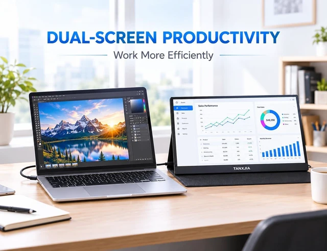Alt view image 3 of 7 - 15.6 Portable Monitor,1080P FHD IPS USB-C/HDMI Display, Ultra-Slim Second Screen for Laptop/Phone/PS5/Xbox,Plug & Play Travel Monitor