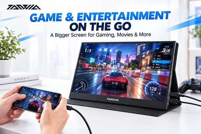 Alt view image 4 of 7 - 15.6 Portable Monitor,1080P FHD IPS USB-C/HDMI Display, Ultra-Slim Second Screen for Laptop/Phone/PS5/Xbox,Plug & Play Travel Monitor