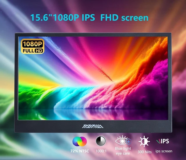 Alt view image 6 of 7 - 15.6 Portable Monitor,1080P FHD IPS USB-C/HDMI Display, Ultra-Slim Second Screen for Laptop/Phone/PS5/Xbox,Plug & Play Travel Monitor
