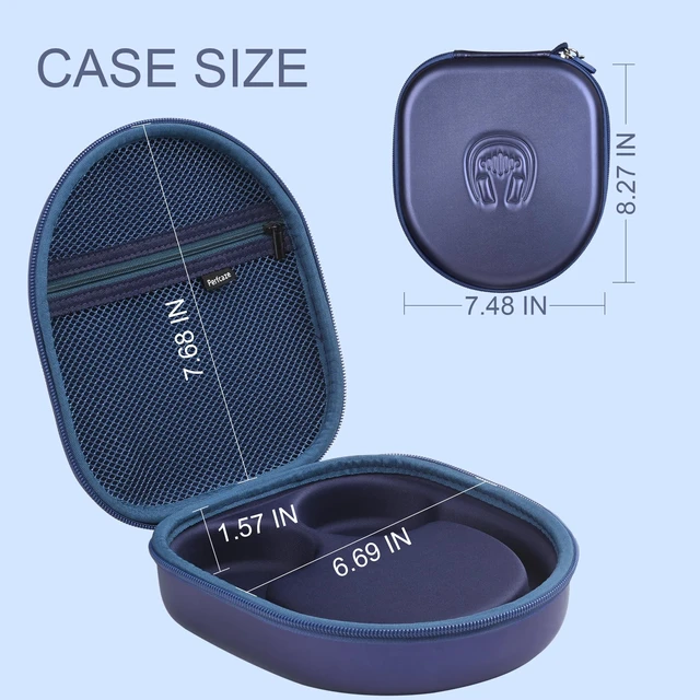 Alt view image 3 of 7 - Hard Headphone Case for Sony WH-CH520 / JBL Tune Live 670NC, Blue Protective Carring Storage Case for Over-Ear Headphones, with Handle Strap & Mesh Pocket
