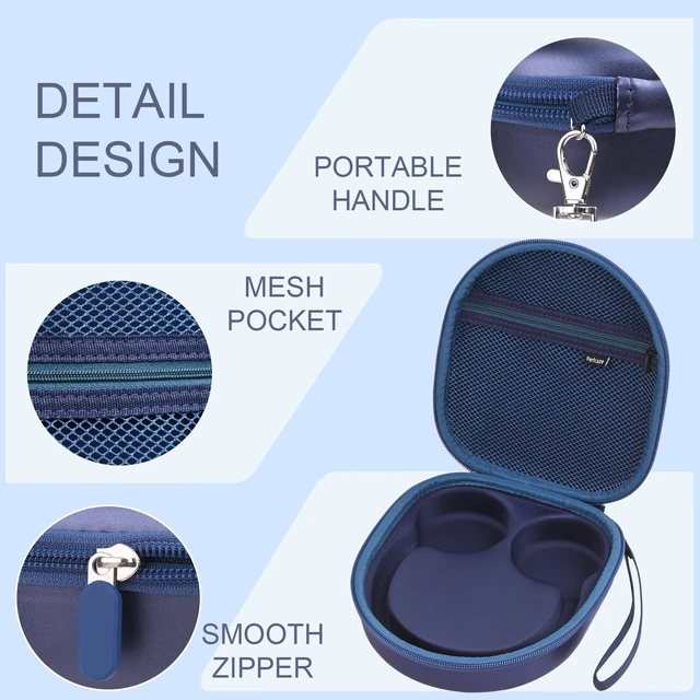 Alt view image 5 of 7 - Hard Headphone Case for Sony WH-CH520 / JBL Tune Live 670NC, Blue Protective Carring Storage Case for Over-Ear Headphones, with Handle Strap & Mesh Pocket