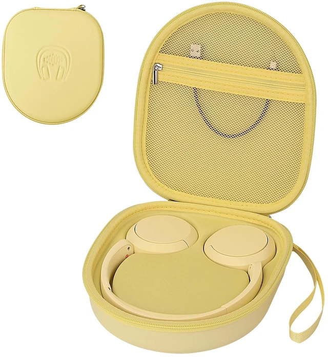 Main image of Hard Headphone Case for Sony WH-CH520 / JBL Tune Live 670NC, Yellow Protective Carring Storage Case for Over-Ear Headphones, with Handle Strap & Mesh Pocket