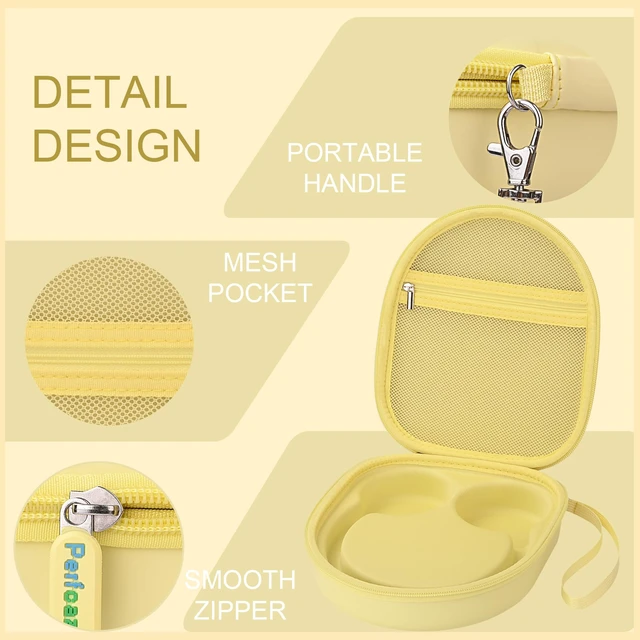 Alt view image 5 of 7 - Hard Headphone Case for Sony WH-CH520 / JBL Tune Live 670NC, Yellow Protective Carring Storage Case for Over-Ear Headphones, with Handle Strap & Mesh Pocket