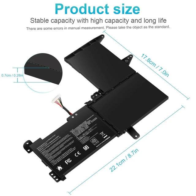 Alt view image 3 of 7 - B31N1637 Battery Replacement for ASUS VivoBook X510 X510U X510UQ X510UA X510UAR X510UF S15 S510U S510UF S510UQ S510UN S510UR S510UA F510 F510U F510UA F510QA B31B12H B31BI9H C31N1637