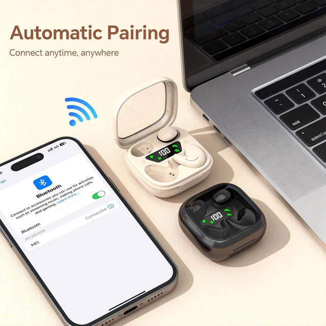 Alt view image 5 of 7 - Flat Sleep Mini Invisible Small Tiny Earbuds Wireless Bluetooth Ear Buds for Sleeping Headphones Micro Smallest Discreet Sleep Earbuds Earphones for Side Sleepers, Small Ears Canals Women, Work