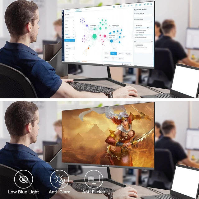 Alt view image 7 of 7 - Monitor 22 Inch IPS 75Hz FHD 1080P HDMI VGA Ports Computer Monitor Ultra-Thin Tilt Adjustable VESA Mount Compatible with Eye Comfort 178° Wide Viewing Angle for Game and Office