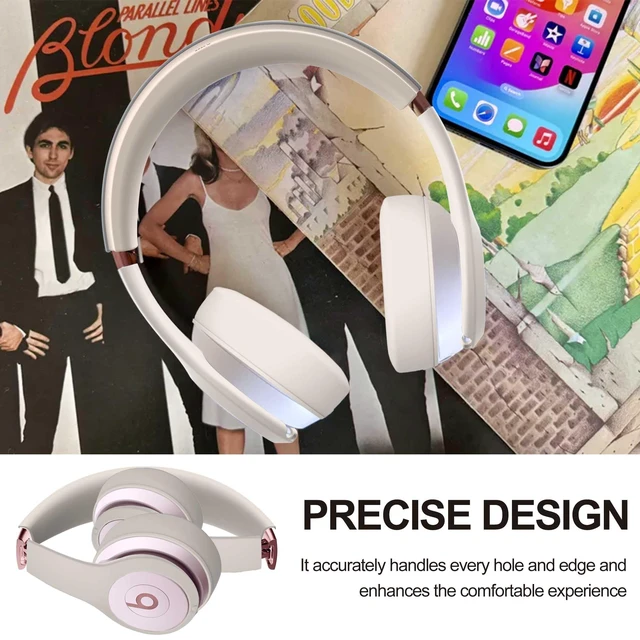 Alt view image 6 of 7 - 3 in 1 Silicone Case for Beats Solo 4 Headphones, Protective Silicone Covers for Beats Solo 4 Shell/Ear Pad/Headband Cover, Accessories Silicone Skin Protector for Beats Solo4 - Apricot