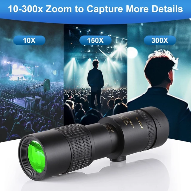 Alt view image 4 of 6 - 10-300x40 Monoculars for Adults High PoweredZoom Monocular Telescope with BAK4 & FMC Lens for Concerts, Birdwatching, Stargazing, Green (Smartphone Adapter &Tripod NOT Include)