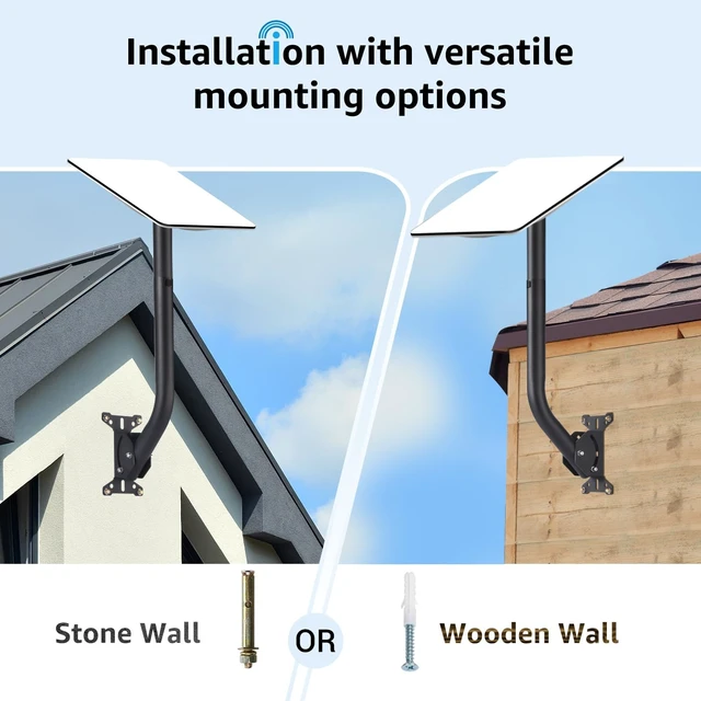 Alt view image 3 of 7 - Starlink Gen 2 Wall Mount Adjustable Angle Long J Pole Roof Mount Metal Mounting Kit, 1.4" Dia x 17" L Short Pipe, for Starlink V2 Dish, Internet Satellite TV Antenna, or Weather Station
