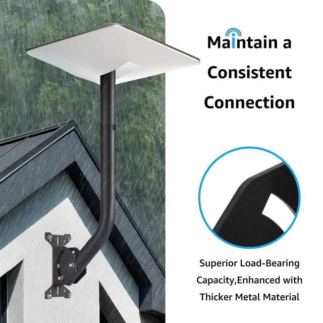 Alt view image 5 of 7 - Starlink Gen 2 Wall Mount Adjustable Angle Long J Pole Roof Mount Metal Mounting Kit, 1.4" Dia x 17" L Short Pipe, for Starlink V2 Dish, Internet Satellite TV Antenna, or Weather Station