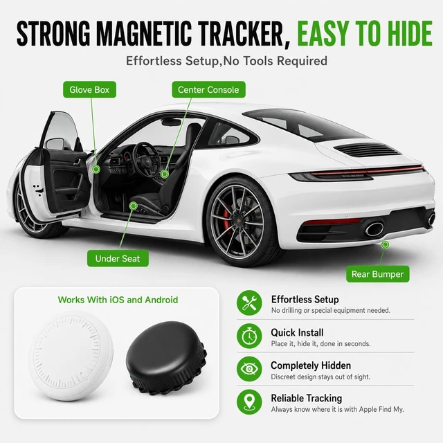 Alt view image 2 of 7 - Tracker Device for Vehicles,Real Time Car GPS Tracker No Monthly Fee (Black,1pcs)