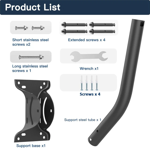 Alt view image 7 of 7 - Starlink Gen 2 Wall Mount Adjustable Angle Long J Pole Roof Mount Metal Mounting Kit, 1.4" Dia x 17" L Short Pipe, for Starlink V2 Dish, Internet Satellite TV Antenna, or Weather Station