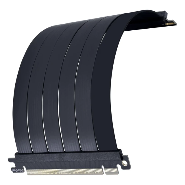 Alt view image 5 of 7 - PCIe 5.0 x16 Riser Cable, 200mm GPU Extension, Black (PW-PCI-520X) PCIe 5.0 x16 riser delivers up to 32Gbps, supports RTX 50/40 and Radeon RX 9000/7000 GPUs, and is backward compatible