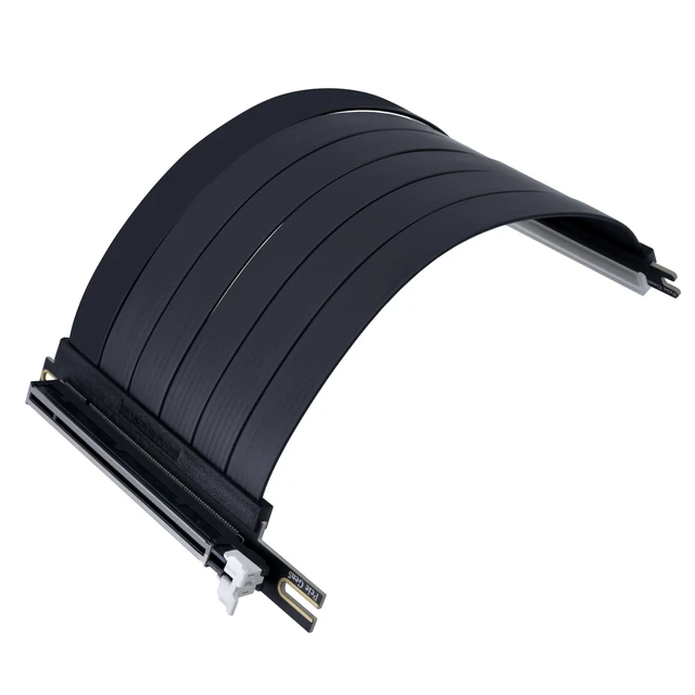 Alt view image 4 of 7 - PCIe 5.0 x16 Riser Cable, 200mm GPU Extension, Black (PW-PCI-520X) PCIe 5.0 x16 riser delivers up to 32Gbps, supports RTX 50/40 and Radeon RX 9000/7000 GPUs, and is backward compatible