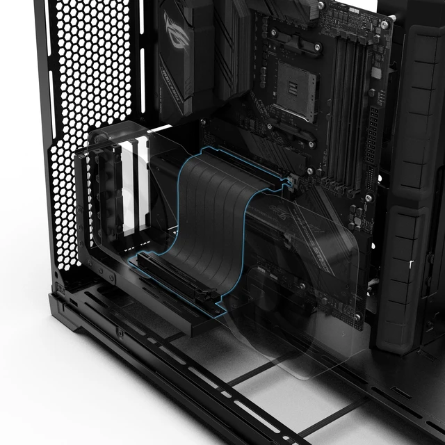 Alt view image 6 of 7 - PCIe 5.0 x16 Riser Cable, 200mm GPU Extension, Black (PW-PCI-520X) PCIe 5.0 x16 riser delivers up to 32Gbps, supports RTX 50/40 and Radeon RX 9000/7000 GPUs, and is backward compatible