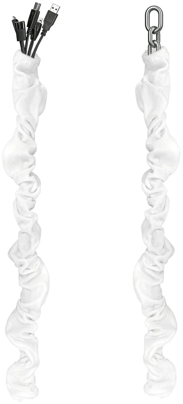 Main image of Chandelier Chain Cover 2 Pack Touch Fasteners White 70.8inches,Brushed Polyester Fabric Chain Sleeve for TV Cord Cover Decorative Wall Cord Hider Easy Install Convenient for Wire Management