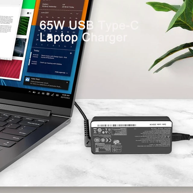 Alt view image 5 of 7 - 2 Prong 65W USB-C AC Adapter Compatible with Lenovo Thinkpad T480 T480s T490 T490s T495 T495s T580 T590 E480 E490 E490s E495 E580 E590 E595 X1 Carbon X395 Power Cord