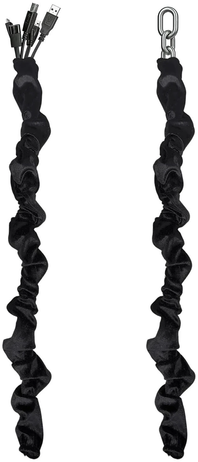 Main image of Chandelier Black Cord Cover 2 Pack Touch Fasteners 70.8inches,Brushed Polyester Fabric Chain Sleeve for Chandelier Chain Cover Decorative TV Wire Hider Easy Install Convenient for Wire Management