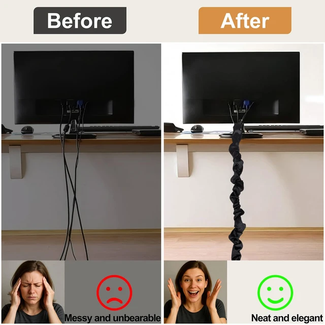 Alt view image 3 of 7 - Chandelier Black Cord Cover 2 Pack Touch Fasteners 70.8inches,Brushed Polyester Fabric Chain Sleeve for Chandelier Chain Cover Decorative TV Wire Hider Easy Install Convenient for Wire Management