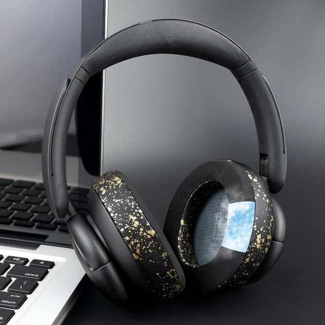Alt view image 3 of 7 - Cooling Gel Earpads Replacement for Anker Soundcore Life Q30/Q30i/Q35 Headphones, Ear Pads Cushions with Ice Silk Fabric, High-Density Noise Isolation Foam - Black Gold