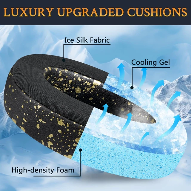 Alt view image 6 of 7 - Cooling Gel Earpads Replacement for Anker Soundcore Life Q30/Q30i/Q35 Headphones, Ear Pads Cushions with Ice Silk Fabric, High-Density Noise Isolation Foam - Black Gold
