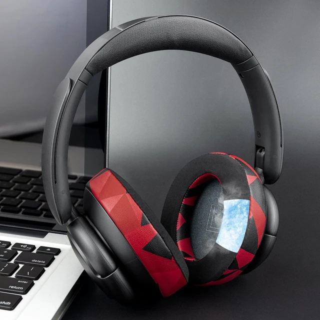 Alt view image 3 of 7 - Cooling Gel Earpads Replacement for Anker Soundcore Life Q30/Q30i/Q35 Headphones, Ear Pads Cushions with Ice Silk Fabric, High-Density Noise Isolation Foam - Red Storm