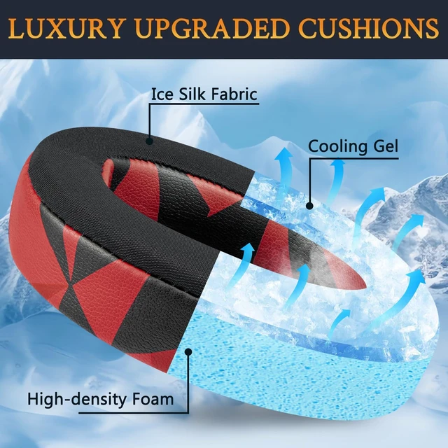 Alt view image 6 of 7 - Cooling Gel Earpads Replacement for Anker Soundcore Life Q30/Q30i/Q35 Headphones, Ear Pads Cushions with Ice Silk Fabric, High-Density Noise Isolation Foam - Red Storm