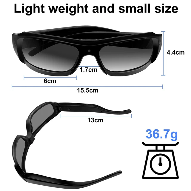 Alt view image 5 of 7 - Camera Glasses Action Camera HD 1080P Smart Glasses Video Camera Wearable Sunglasses Sport Camera mit 16GB Micro SD Card for Driving, Fishing and Hiking/Outdoor Activities