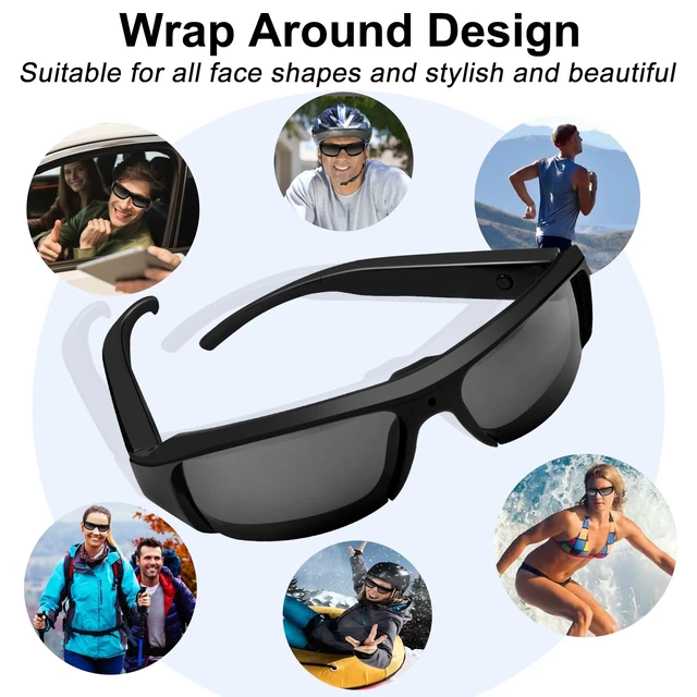 Alt view image 6 of 7 - Camera Glasses Action Camera HD 1080P Smart Glasses Video Camera Wearable Sunglasses Sport Camera mit 16GB Micro SD Card for Driving, Fishing and Hiking/Outdoor Activities
