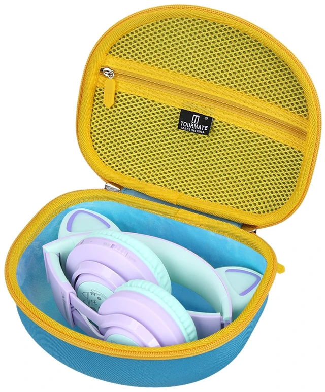 Main image of Hard Travel Case for Riwbox CT-7 / CT-7S Cat Ear LED Light Kids Wireless Headphones, Protective Carrying Storage BagBox for Sale (Blue&Yellow)