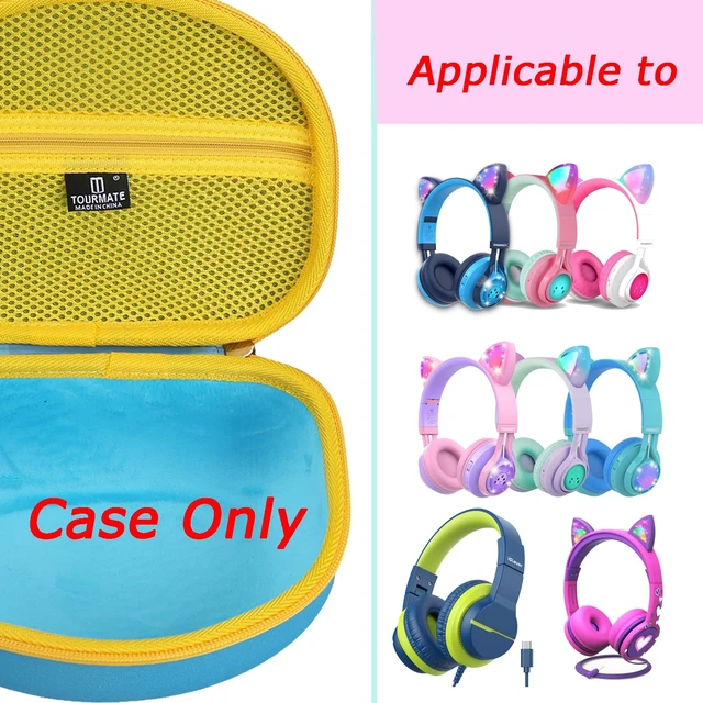 Alt view image 6 of 7 - Hard Travel Case for Riwbox CT-7 / CT-7S Cat Ear LED Light Kids Wireless Headphones, Protective Carrying Storage BagBox for Sale (Blue&Yellow)