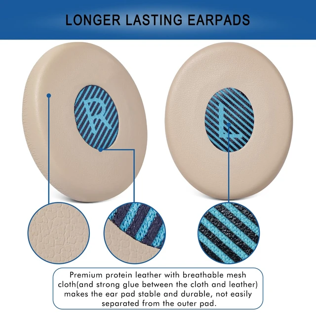 Alt view image 5 of 7 - Ear Pads Replacement for Bose On-Ear 2 Headphones, Ear Cushion for Bose OE2 OE2i / SoundTrue On-Ear/SoundLink On-Ear Headset, Durable & Longer Lasting (Khaki)
