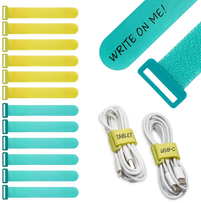 Main image of Write On! Cinch Straps - 5" Tropics (12-Pack) Colorful Cord Organizer Straps for Office Desk Accessories to Organize and Label Cable Management