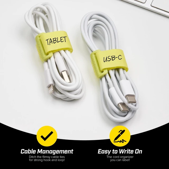 Alt view image 2 of 7 - Write On! Cinch Straps - 5" Tropics (12-Pack) Colorful Cord Organizer Straps for Office Desk Accessories to Organize and Label Cable Management
