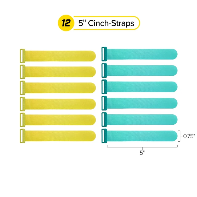 Alt view image 3 of 7 - Write On! Cinch Straps - 5" Tropics (12-Pack) Colorful Cord Organizer Straps for Office Desk Accessories to Organize and Label Cable Management