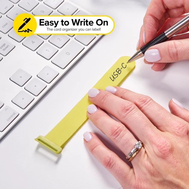 Alt view image 4 of 7 - Write On! Cinch Straps - 5" Tropics (12-Pack) Colorful Cord Organizer Straps for Office Desk Accessories to Organize and Label Cable Management
