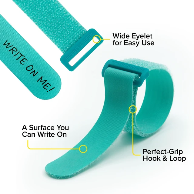 Alt view image 6 of 7 - Write On! Cinch Straps - 5" Tropics (12-Pack) Colorful Cord Organizer Straps for Office Desk Accessories to Organize and Label Cable Management