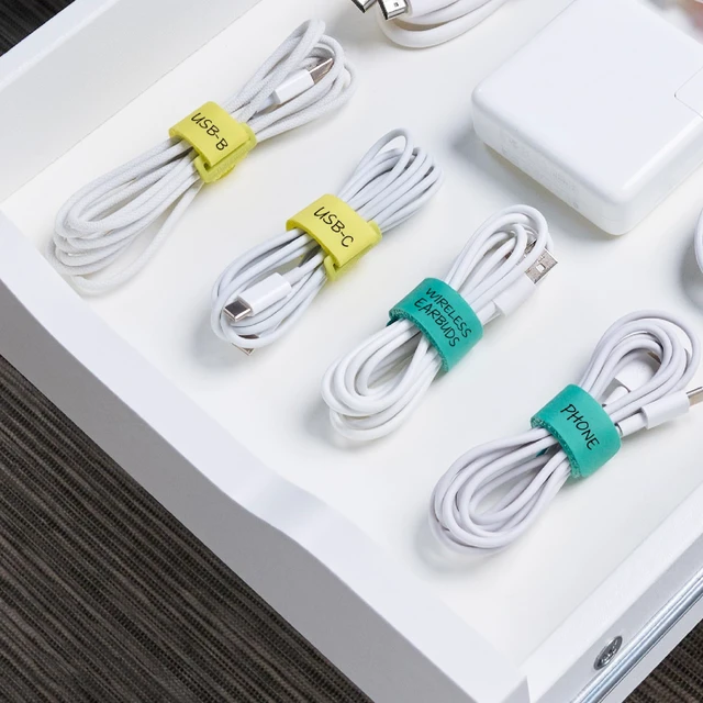 Alt view image 7 of 7 - Write On! Cinch Straps - 5" Tropics (12-Pack) Colorful Cord Organizer Straps for Office Desk Accessories to Organize and Label Cable Management