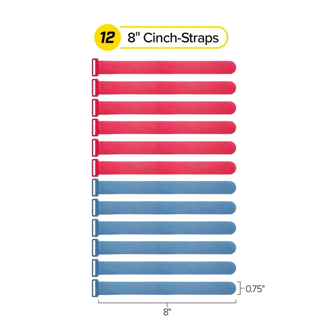 Alt view image 3 of 7 - Write On! Cinch Straps - 8" (12-Pack) Tropics Colorful Hook and Loop Cord Organizer Straps for Office Desk Accessories to Organize and Label Cable Management
