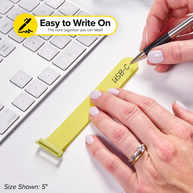 Alt view image 4 of 7 - Write On! Cinch Straps - 8" (12-Pack) Tropics Colorful Hook and Loop Cord Organizer Straps for Office Desk Accessories to Organize and Label Cable Management