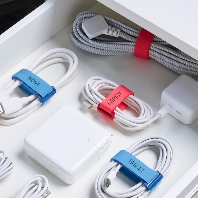 Alt view image 6 of 7 - Write On! Cinch Straps - 8" (12-Pack) Tropics Colorful Hook and Loop Cord Organizer Straps for Office Desk Accessories to Organize and Label Cable Management