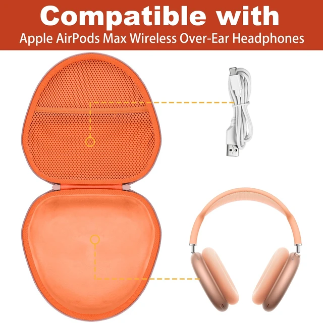Alt view image 4 of 7 - Hard Case for Apple AirPods Max 2/AirPods Max Wireless Headphones Travel Storage Bag, Portable Carrying Box, Hard Protective Case Is Specifically Designed for Apple Airpods Max, Orange Case