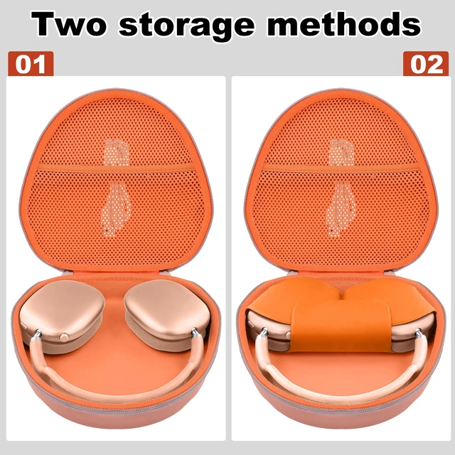 Alt view image 6 of 7 - Hard Case for Apple AirPods Max 2/AirPods Max Wireless Headphones Travel Storage Bag, Portable Carrying Box, Hard Protective Case Is Specifically Designed for Apple Airpods Max, Orange Case