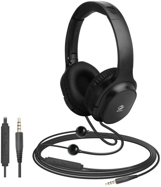 Main image of Air Tube Headphones Air Tube Headset Over the Ear Headphones Wired Airtube Headset with 3.5mm Jack - Black