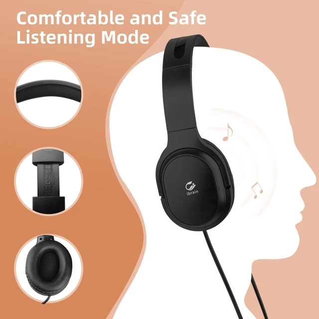 Alt view image 5 of 7 - Air Tube Headphones Air Tube Headset Over the Ear Headphones Wired Airtube Headset with 3.5mm Jack - Black