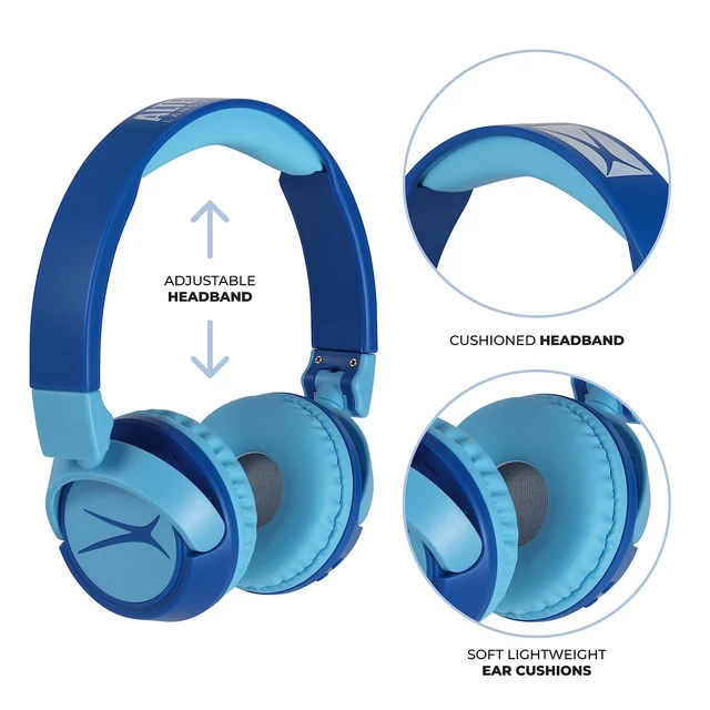 Alt view image 6 of 7 - Kid Safe 2-in-1 Wireless Bluetooth Headphones - Crystal Clear Sound, Safe Volume Limiting, Foldable Design - Enjoy Audio and Protect Your Child's Hearing (Hero Blue)