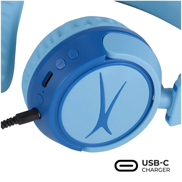 Alt view image 7 of 7 - Kid Safe 2-in-1 Wireless Bluetooth Headphones - Crystal Clear Sound, Safe Volume Limiting, Foldable Design - Enjoy Audio and Protect Your Child's Hearing (Hero Blue)